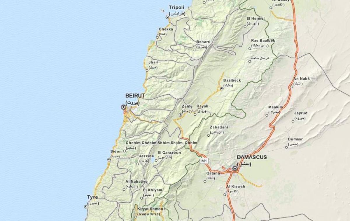 карта GPS карта Ливана