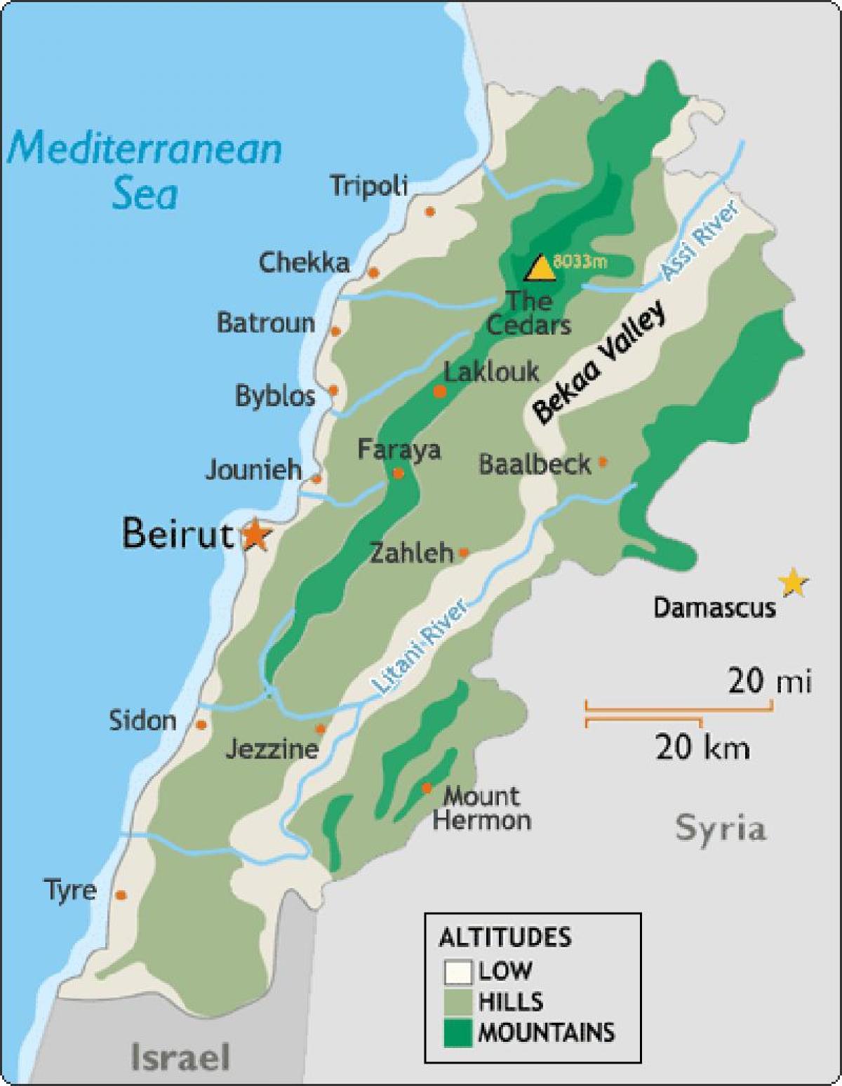 карта Ливана климата