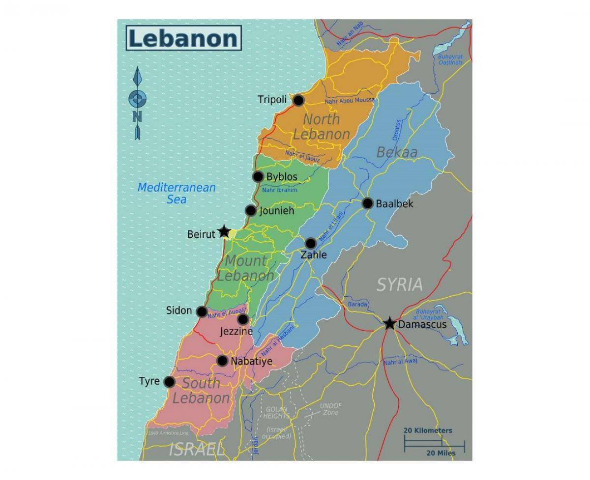 карта Ливана турист