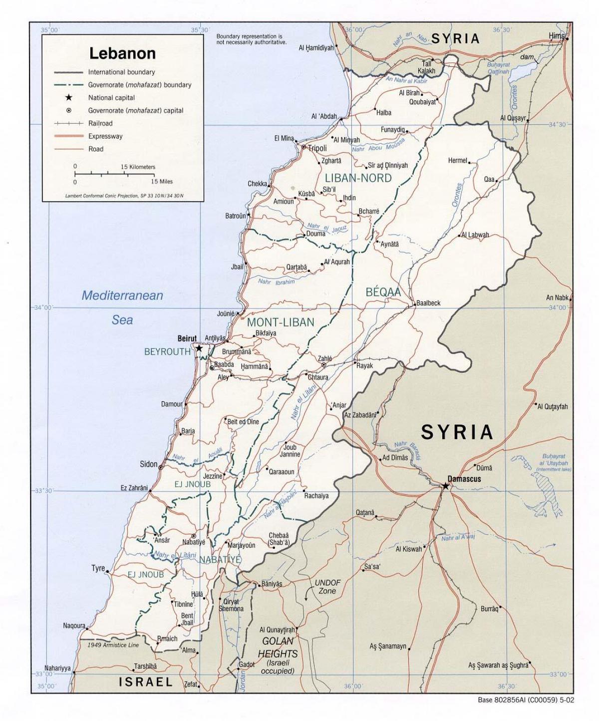 карта Ливана школе