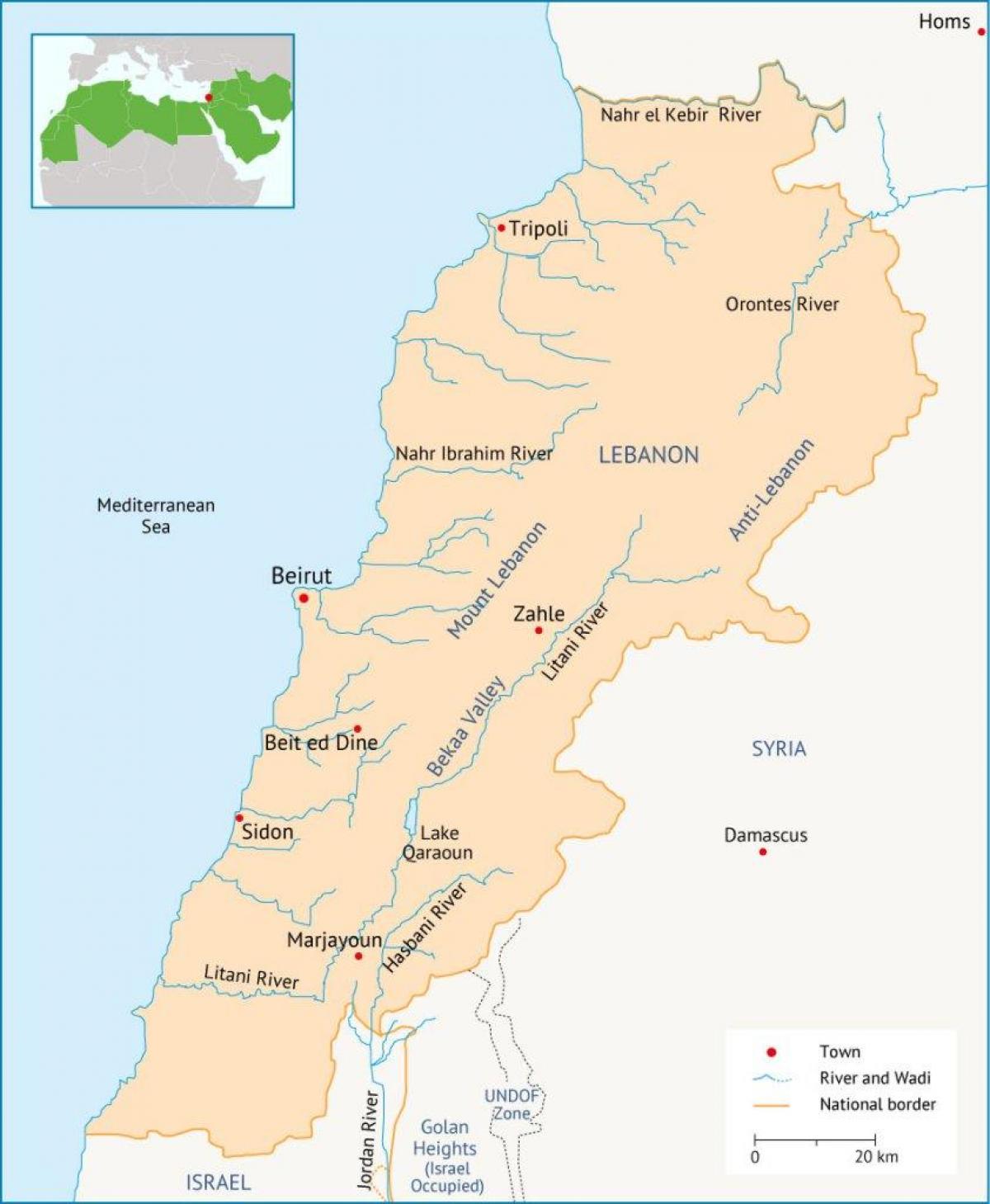 Ливан рек карте